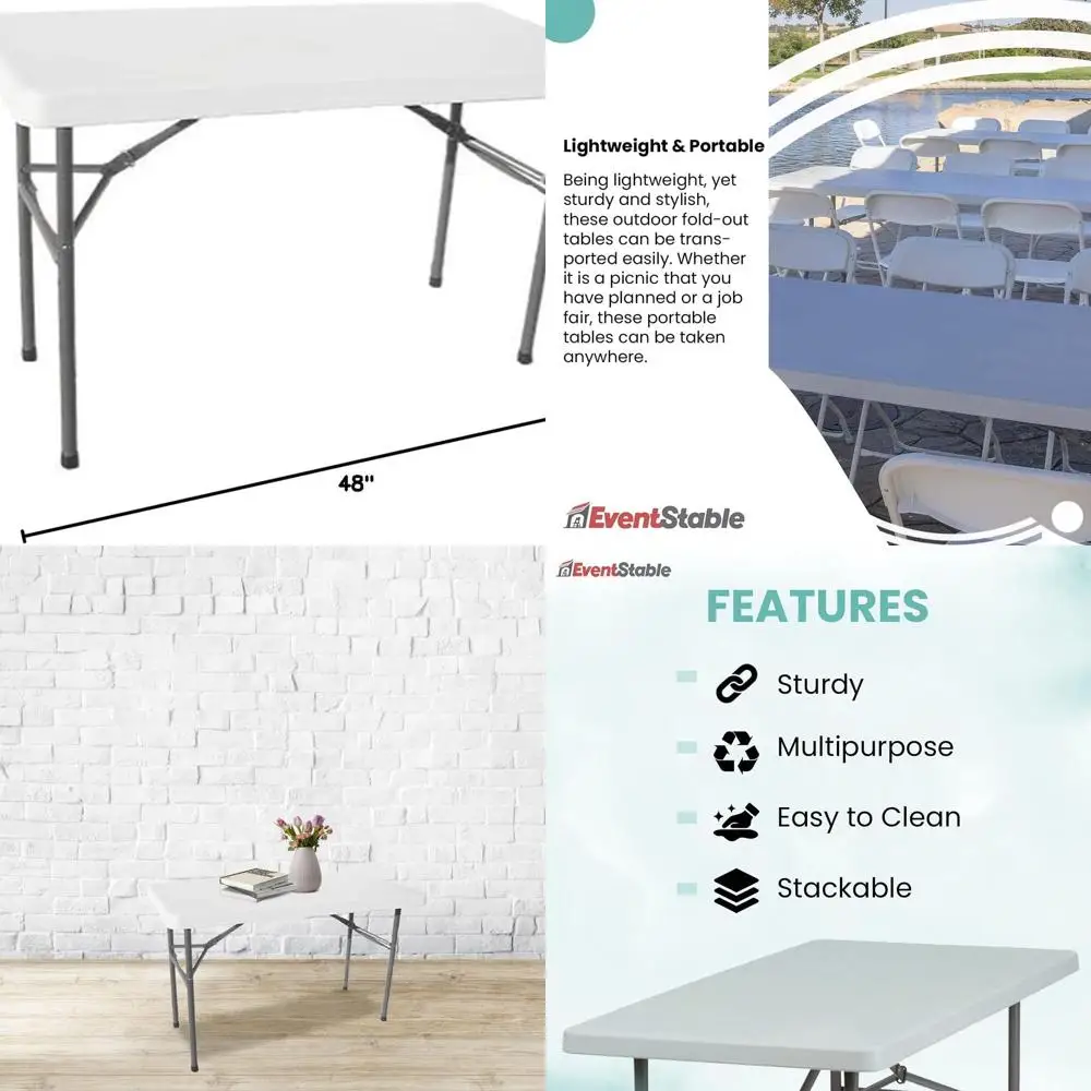

Прочный складной стол из полиэтилена для улицы — легкий, для свадеб, вечеринок, террас — 30 x 48