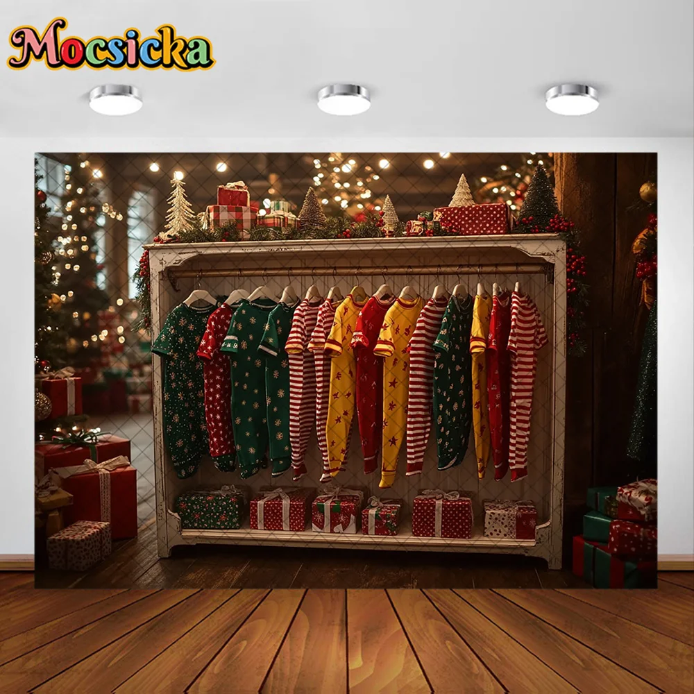 Mocsicka Photography Backdrop Children's Wardrobe Christmas Decoration Family Xmas Holiday Portrait Backgrounds For Photographs