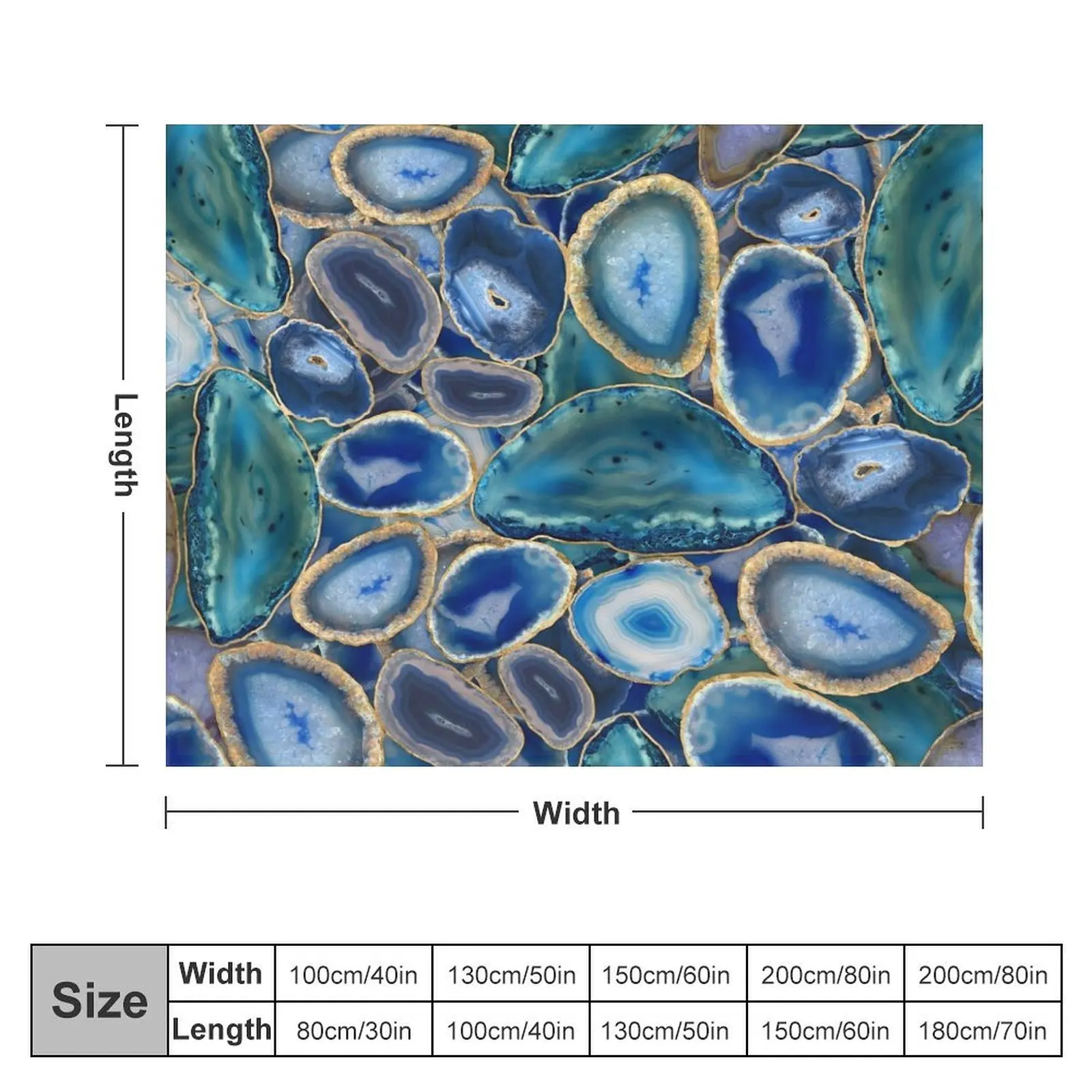 Blue Geodes crystal pattern Throw Blanket Designers Decorative Sofa halloween Blankets