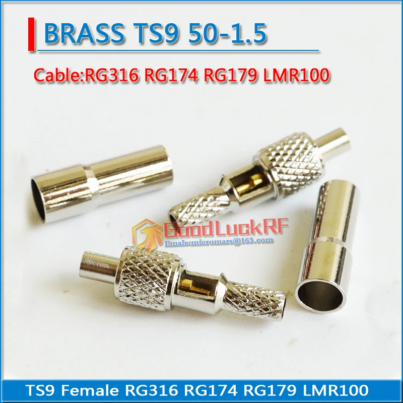 1X RF Connector TS9 Female Jack Crimp for LMR100 RG316 RG174 RG179 Cable Plug Brass Straight Coaxial RF Adapters
