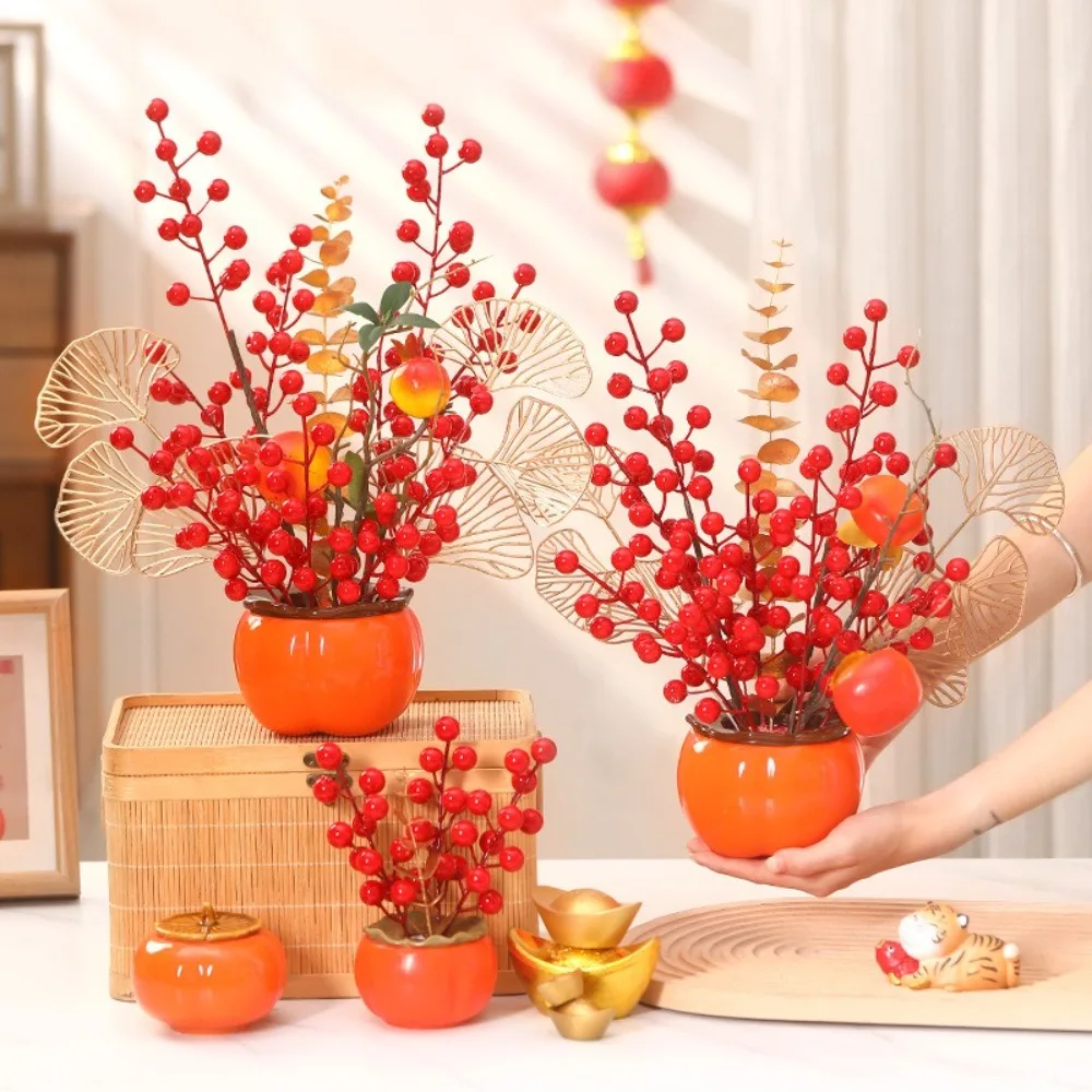 2025 New Year of the Snake Fortune Fruit Decorations Housewarming Spring Festival Desktop Persimmon Ruyi Ornaments Gift