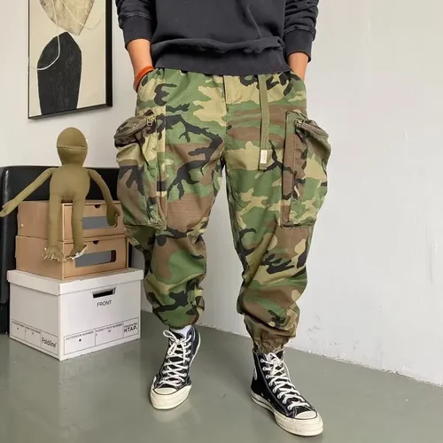 Imagen 2 del producto Pantalones bombachos de camuflaje táctico para hombre, ropa de entrenamiento multifuncional, holgada, informal, para deportes al aire libre