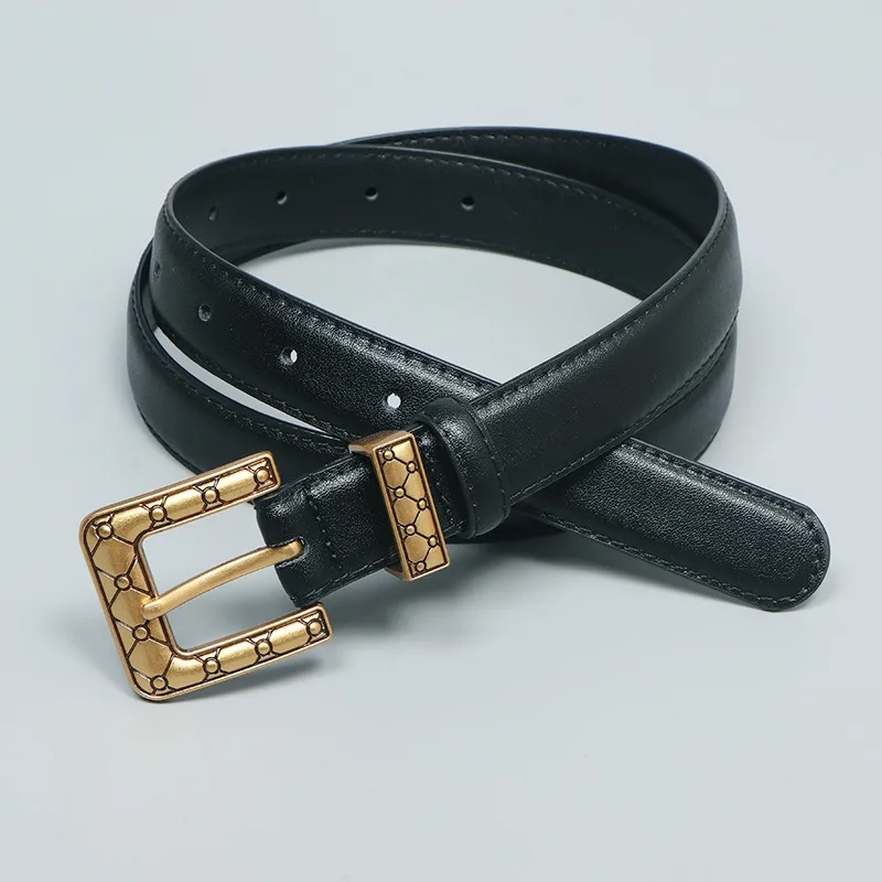 أحزمة جلدية فاخرة للنساء أحزمة خصر رفيعة غير رسمية لفساتين الجينز وأحزمة بإبزيم معدني كلاسيكي #3