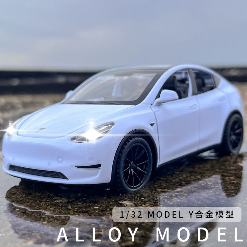 

Модель Y 1:32, новая энергетическая модель автомобиля из сплава, литая под давлением металлическая модель автомобиля, имитация звука и света, коллекция детских игрушек, подарок