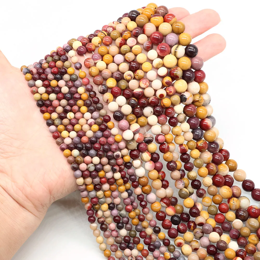 Natural Stone Mookaite Jasper Round Beads 2 3 4 6 8 10mm Smooth Loose Gemstone Bead for Jewelry Making DIY Bracelets Accessories