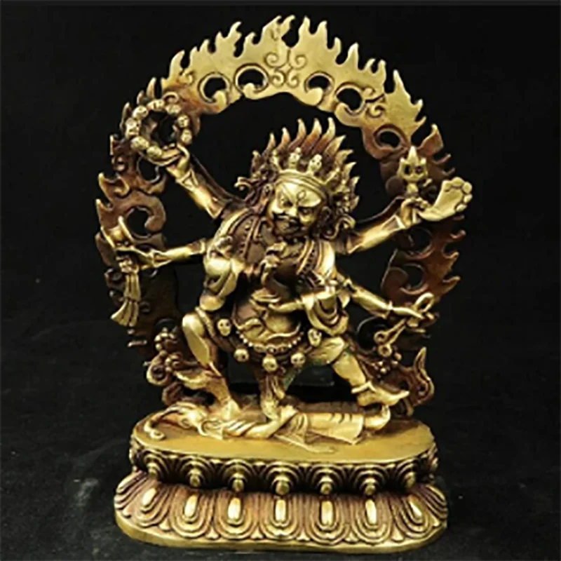 

Tibet Buddhism Brass 6 Arms Mahakala Vajra King Kong Exorcism God Buddha Statue