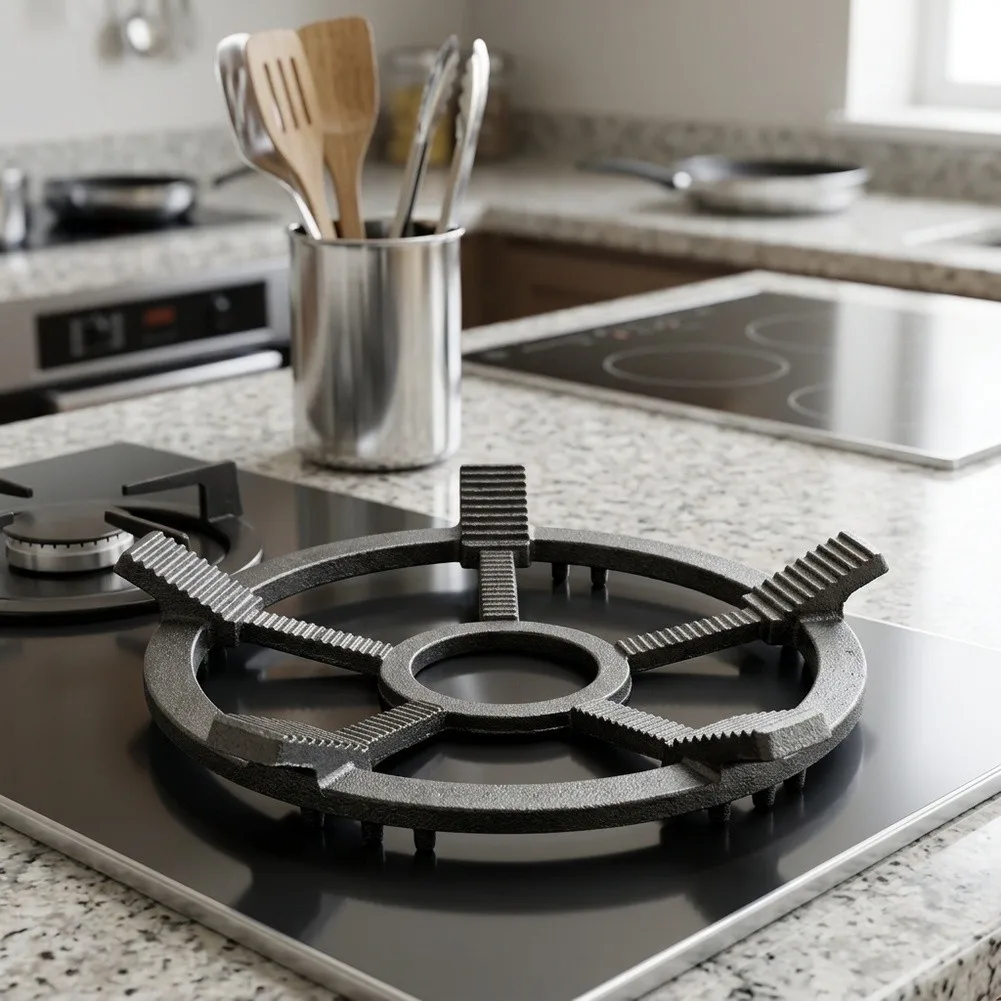 Stainless Steel Style Non-Slip Gas Stove Support Bracket Compatible with 4 Prong and 5 Prong Stoves for Pots Woks