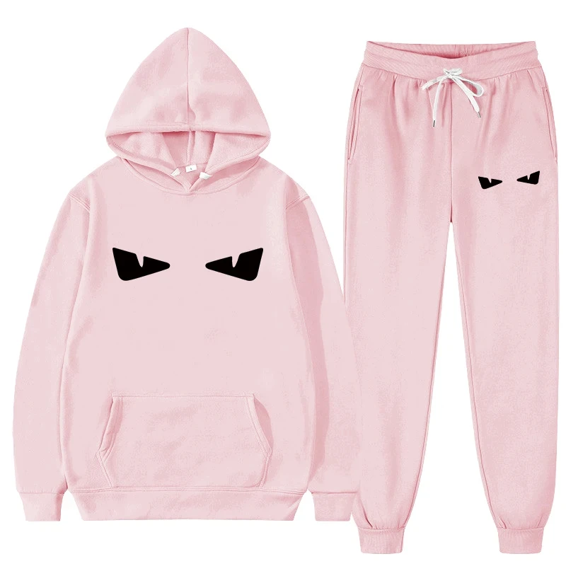 2023 Autumn and Winter Men\'s All Cotton Fashion Printed Long Sleeve Hoodie+Pants Two Piece Casual Fitness Street Sportswear