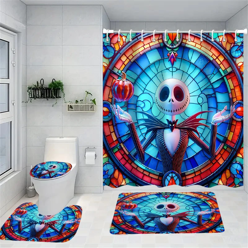 

Halloween ghost costumes Pattern Shower Curtain Bath Sets Waterproof Non-Slip Bathroom Rug Toilet U With 12 Hooks Home Deco
