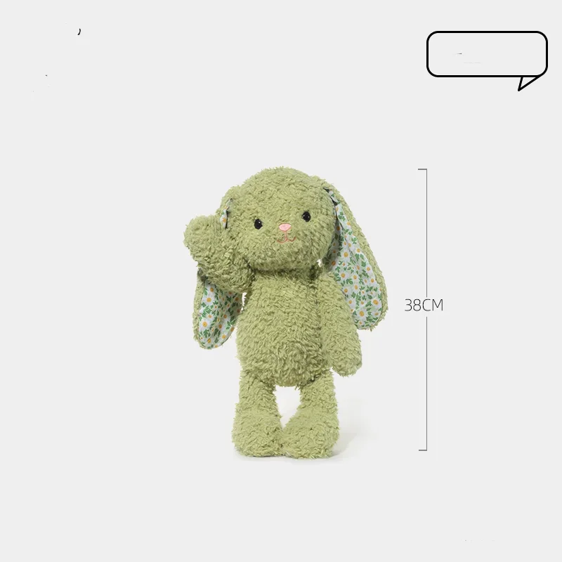 38CM Pastoral Style Hanging ear Rabbit Plush toy With Soft PP Cotton Filling Cute Green Rabbit as a Companion Toy For Children