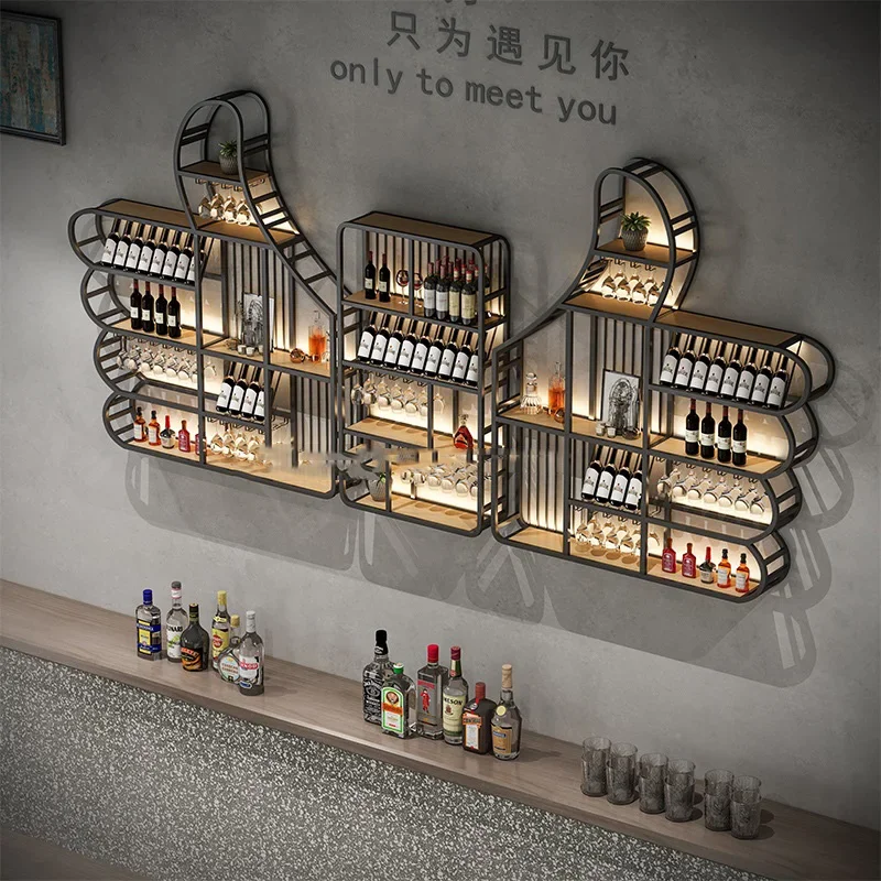 Shelf Luxury Bar Storage Wall Mounted Black Liquor Wine Cabinets Restaurant Living Room Home Mueble Para Vinos Bar Ornament