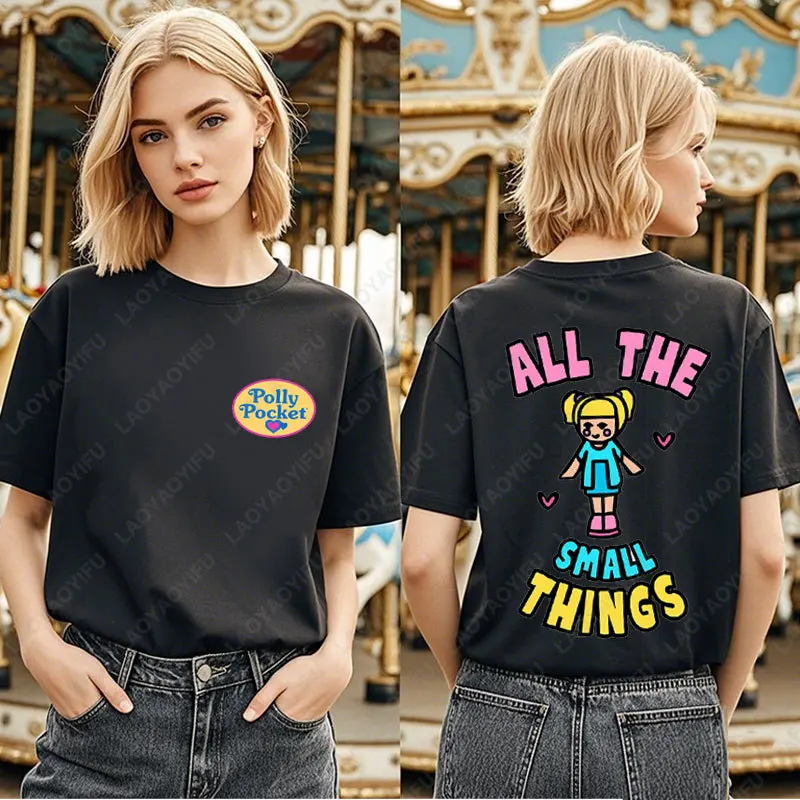 ريترو بولي جيب المدمجة 90 للجنسين تي شيرت خمر قصيرة الأكمام المرأة تيز Kawaii الجرافيك القمم 80's الحنين عادية التي شيرت #6