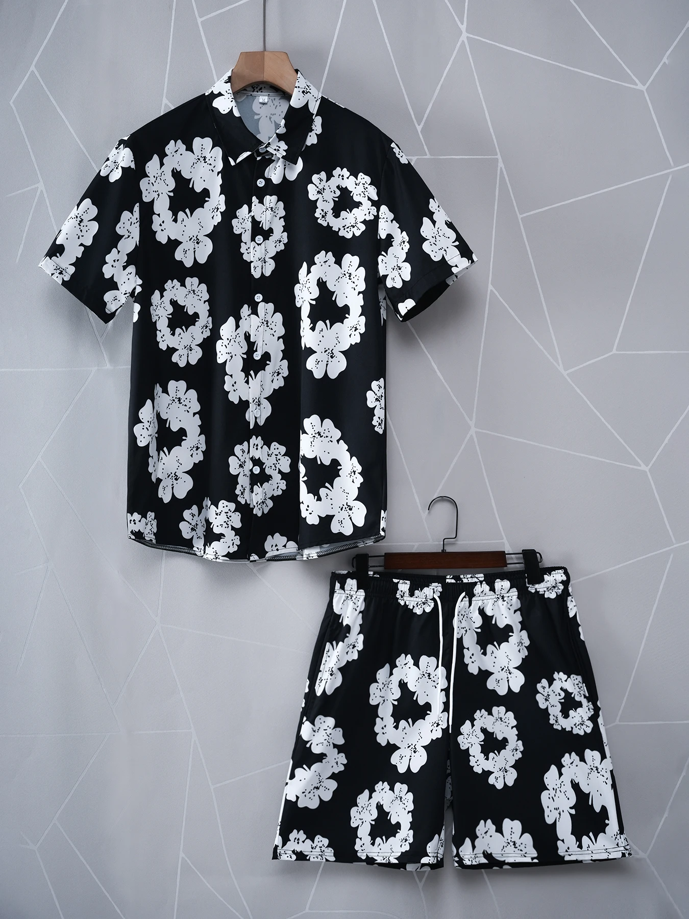 الرجال الصيف شجرة النخيل النباتات الاستوائية قميص قميص هاواي صيفي 2 قطعة مجموعة قصيرة الأكمام السراويل التلبيب الاستوائية موضة عطلة عادية #3