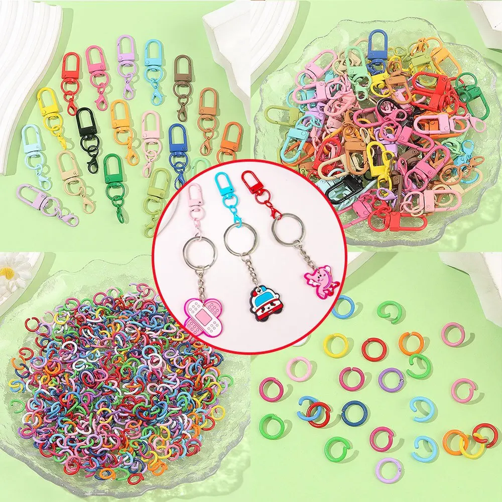4/14/28/50/150/300 قطعة سلاسل المفاتيح متعددة الألوان ، مفتاح DIY ، إكسسوارات صنع القلادة ، عيد الميلاد ، عيد الحب ، هدايا عيد الشكر