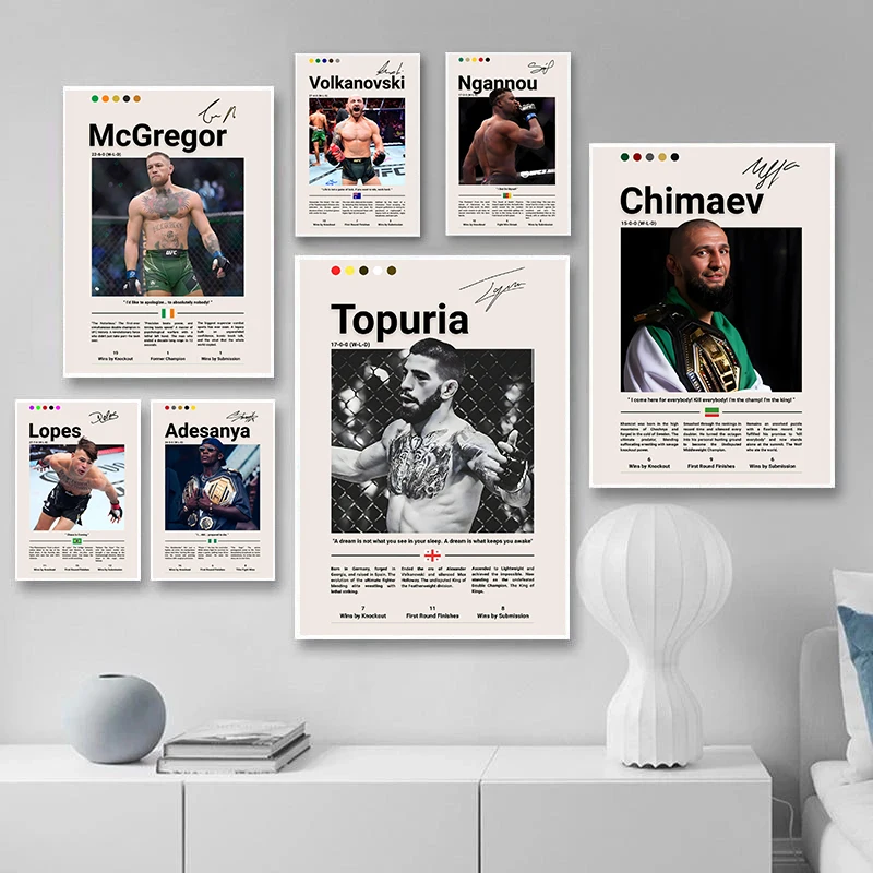 Famous Sports Boxing Motivational UFC Posters Legend Mid-Century Modern Player Prints Canvas Wall Picture Home Living Room Decor