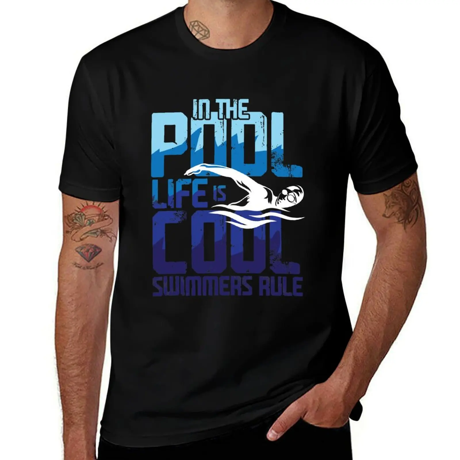 

In The Pool Life Is Cool Swimmers Rule for a Swimmer T-Shirt customs design your own anime outfits for men