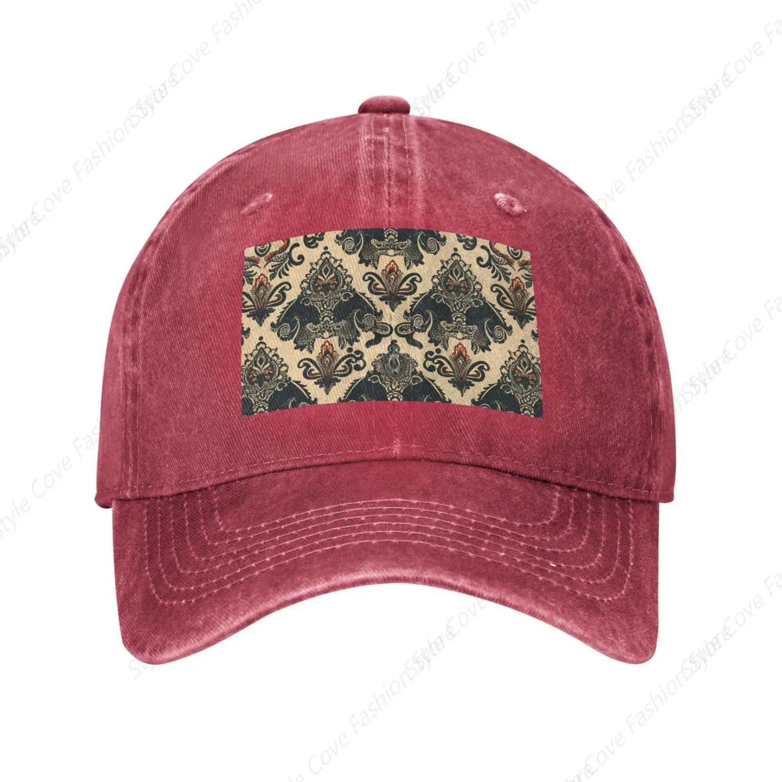 Hot-Selling Retro Asian Elephants Printing Hat Cowboy Cap Peaked Caps Fashionable Adjustable Men Women Outdoor Sun Visor