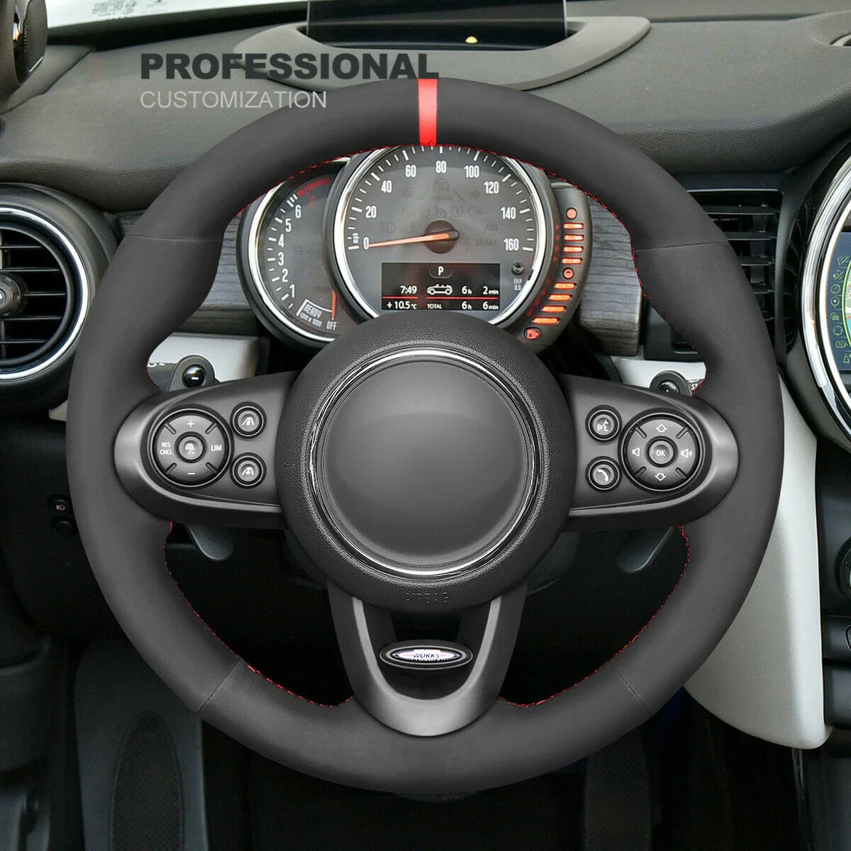 

DIY Hand Stitch Synthetic Suede Car Steering Wheel Cover For Mini JCW Clubman JCW (with Bulges) Car Accessories