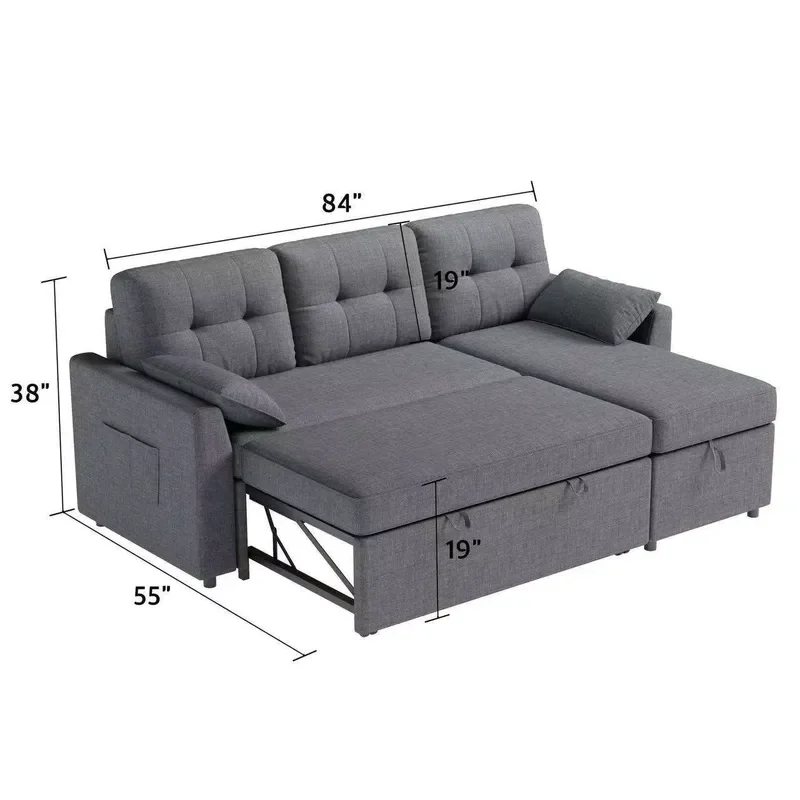 Modern Design Hot-selling Sofa Bed Living Room Furniture with Storage Box and USB Charging Port