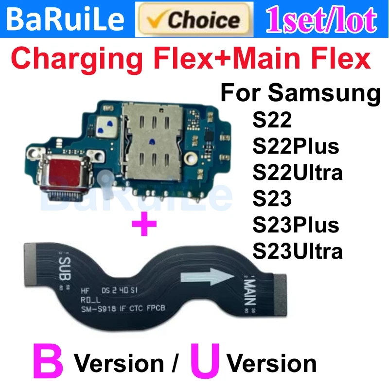 Charging Port Flex For Samsung S23 S22 Plus Ultra S901B S901U S906U S908B S S911B S916U S918B Motherboard Connect Main USB Cable