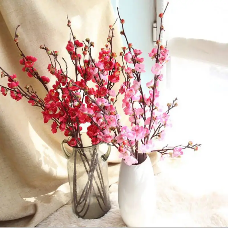 

4pcs Artificial Flower Plum Blossom Branch Real Touch Flower for Table Wedding Bouquet Home Decor Christmas Wreaths Accessories