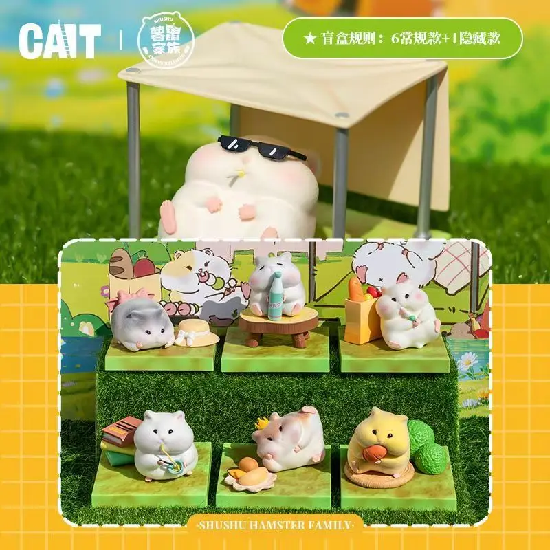 

CAIT New Style Shushu Family Blind Box Hamster Figures Cute Adorable Animal Dolls Desktop Ornaments Toys For Girls Birthday Gift