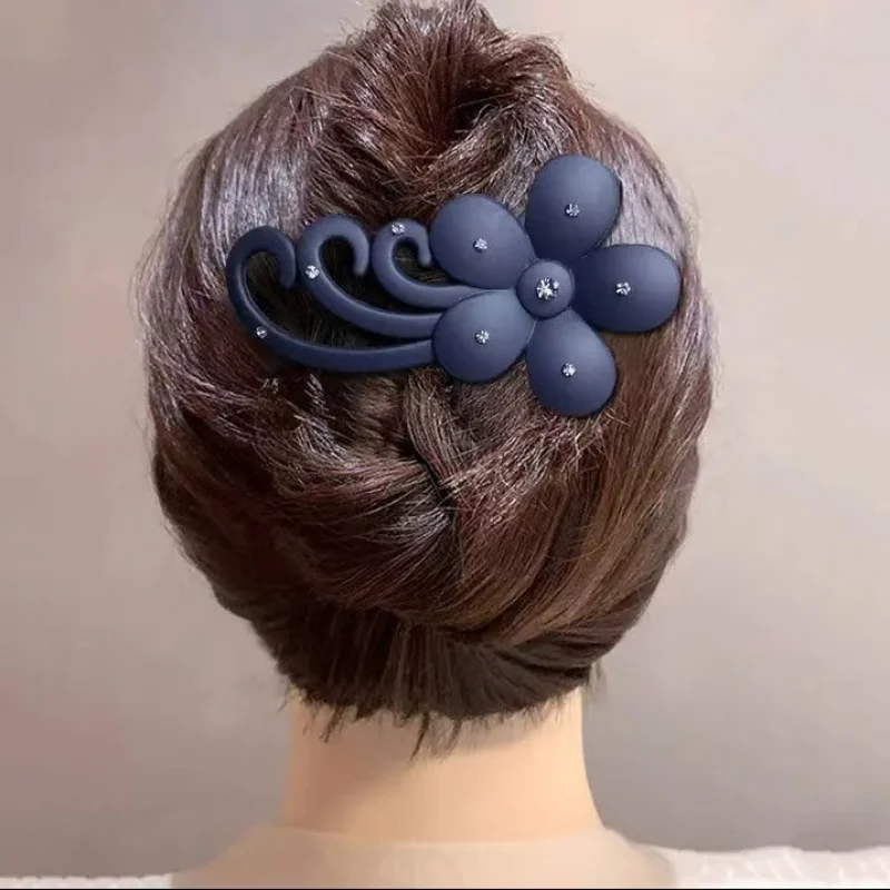 مشبك شعر كبير متعدد الاستخدامات بتصميم زهرة مرصعة بالكرستال للاستخدام الخارجي، مشبك شعر على شكل منقار البط للجزء الخلفي من الرأس، إكسسوار شعر عصري