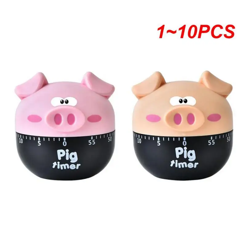 1~10PCS Kitchen Cooking Countdown 60 Mins Cute Animal Pig Shape Stainless Steel/Plastic Mechanical Timer Alarm Reminder Clock