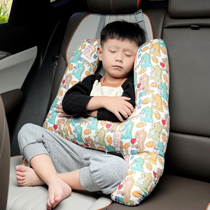 J15U Car Sleep Head Pillow Support for Kid Child H-Shape Car Back Seats Travel Pillow Soft Headrest Safety Pillow Cushion