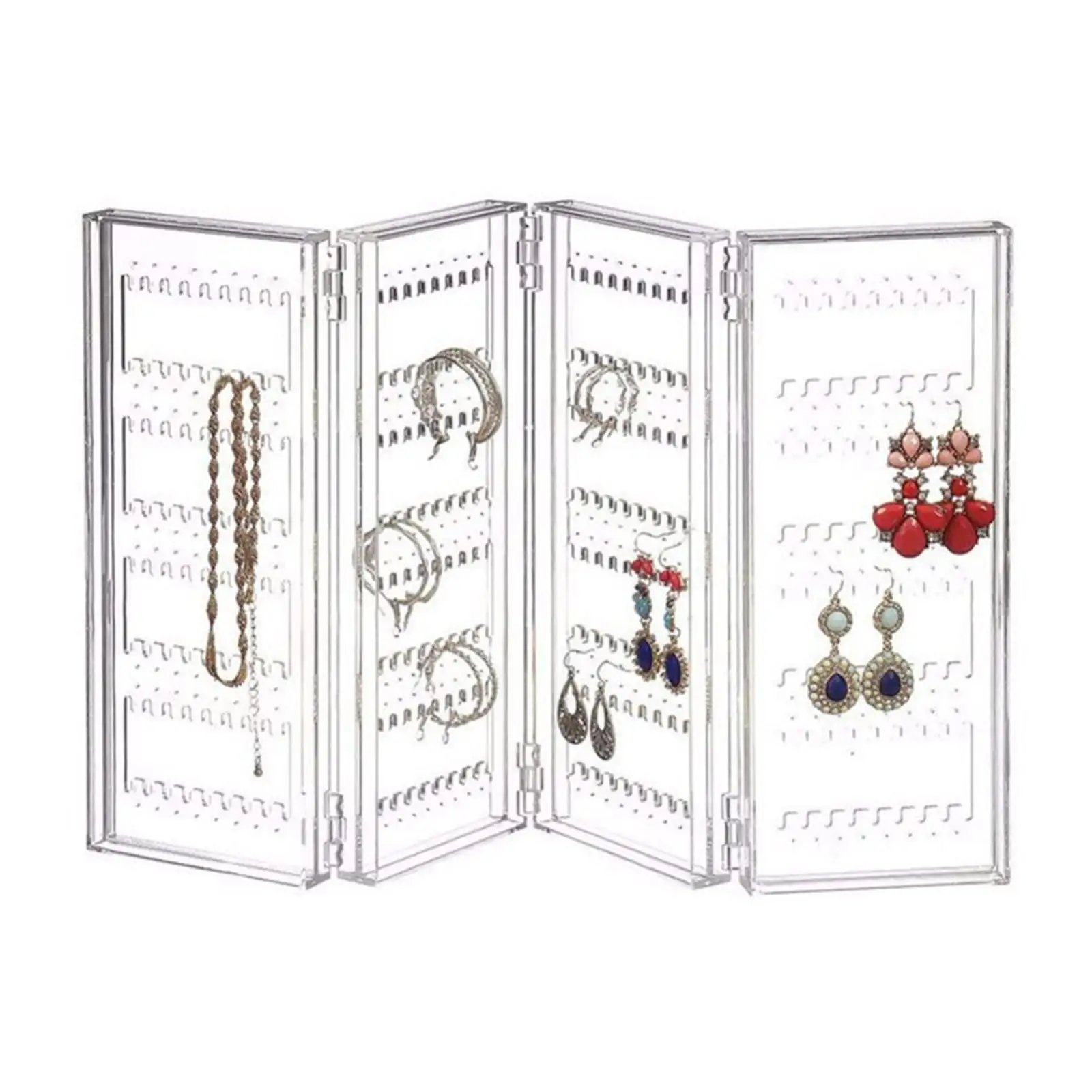 Folding Jewelry Organizer Stand Multipurpose Earring Organizer Jewelry Display Rack for Pendant Rings Bangle Bracelets Showcase