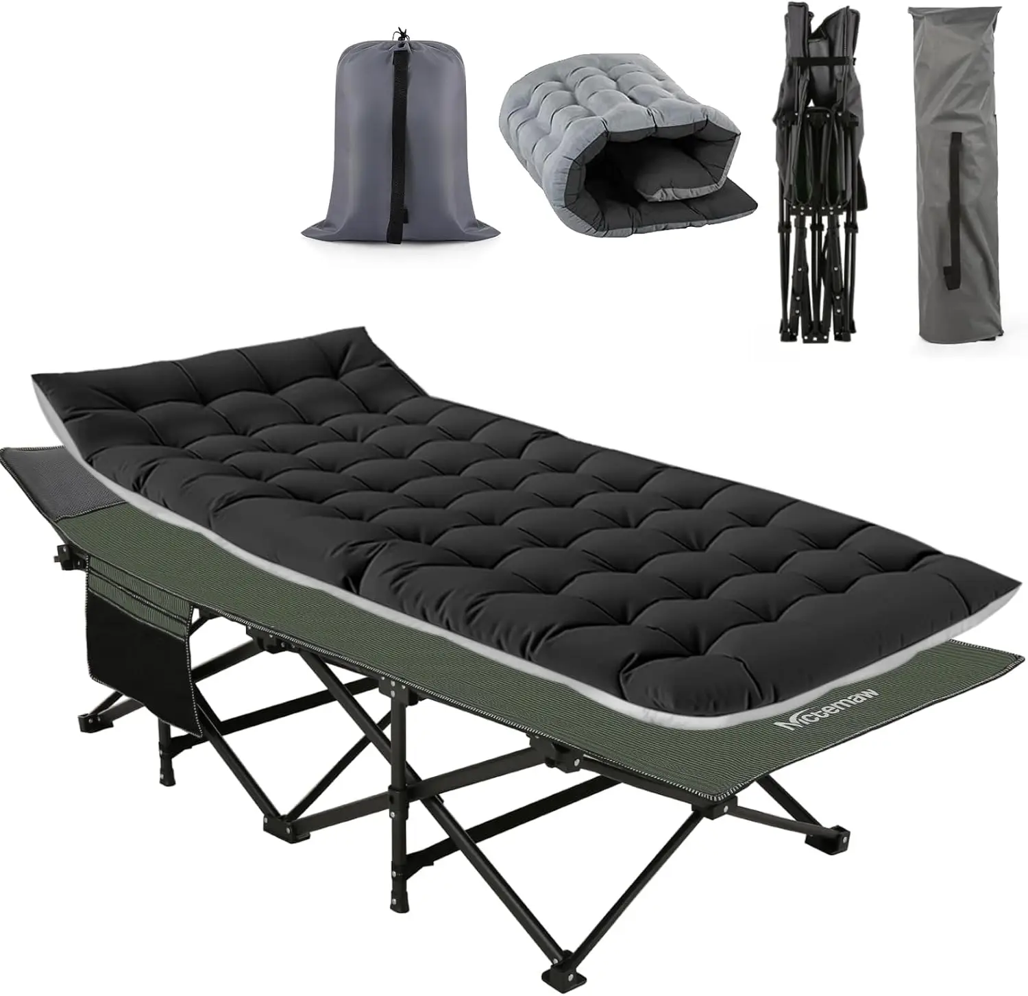 Folding Camping Cot, Portable Camping Cot for Adults, 900LBS Heavy Duty Sleeping Cots with Carry Bag