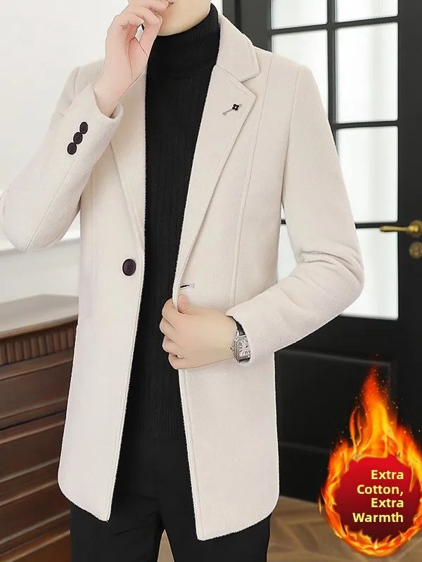 

Мужское шерстяное пальто осенне-зимнее, утепленное, длинное, модное, стильное, простое, универсальное, молодежное, теплое, с длинными рукавами