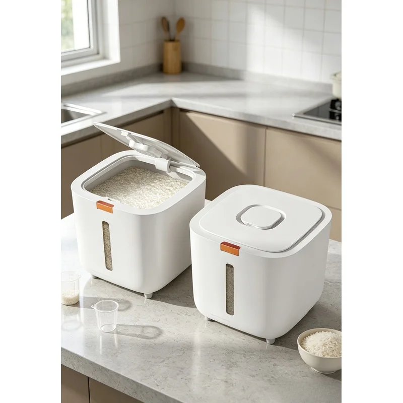1PCS Thickened Sealed Rice Storage Bucket With Lid Moisture Insect Proof Canister 5/10KG For Rice Flour Noodles