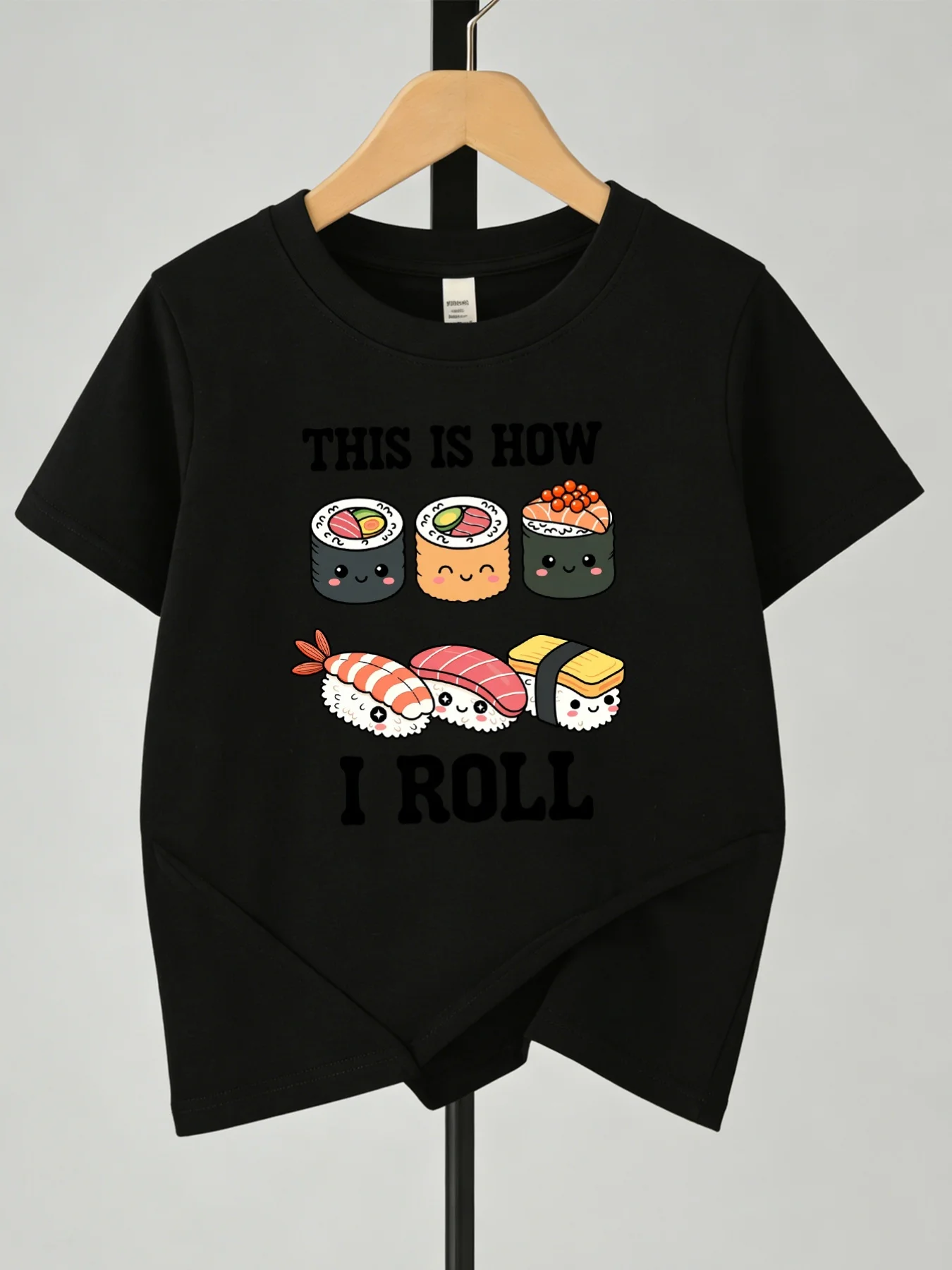 Kids This Is How I Roll Cute Sushi Cartoon Graphic Tee Boys Girls Family Matching Short Sleeve Funny Casual Everyday T Shirt