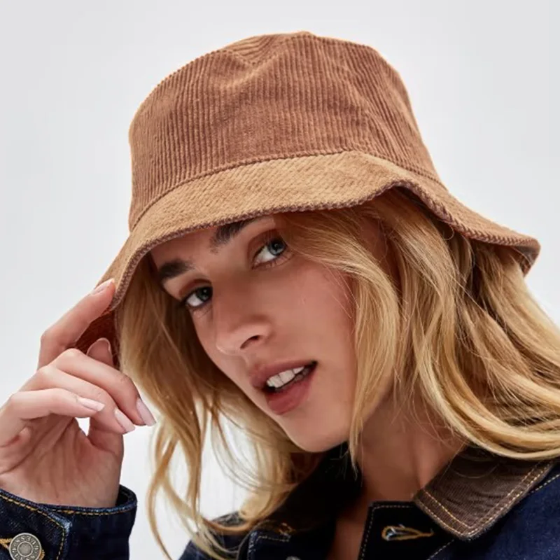 Bucket Hat Women Men Corduroy Fisherman Hats designer Retro Fashion Autumn Winter Hat Flat Bottom Bob Gorros Hip Hop Panama caps