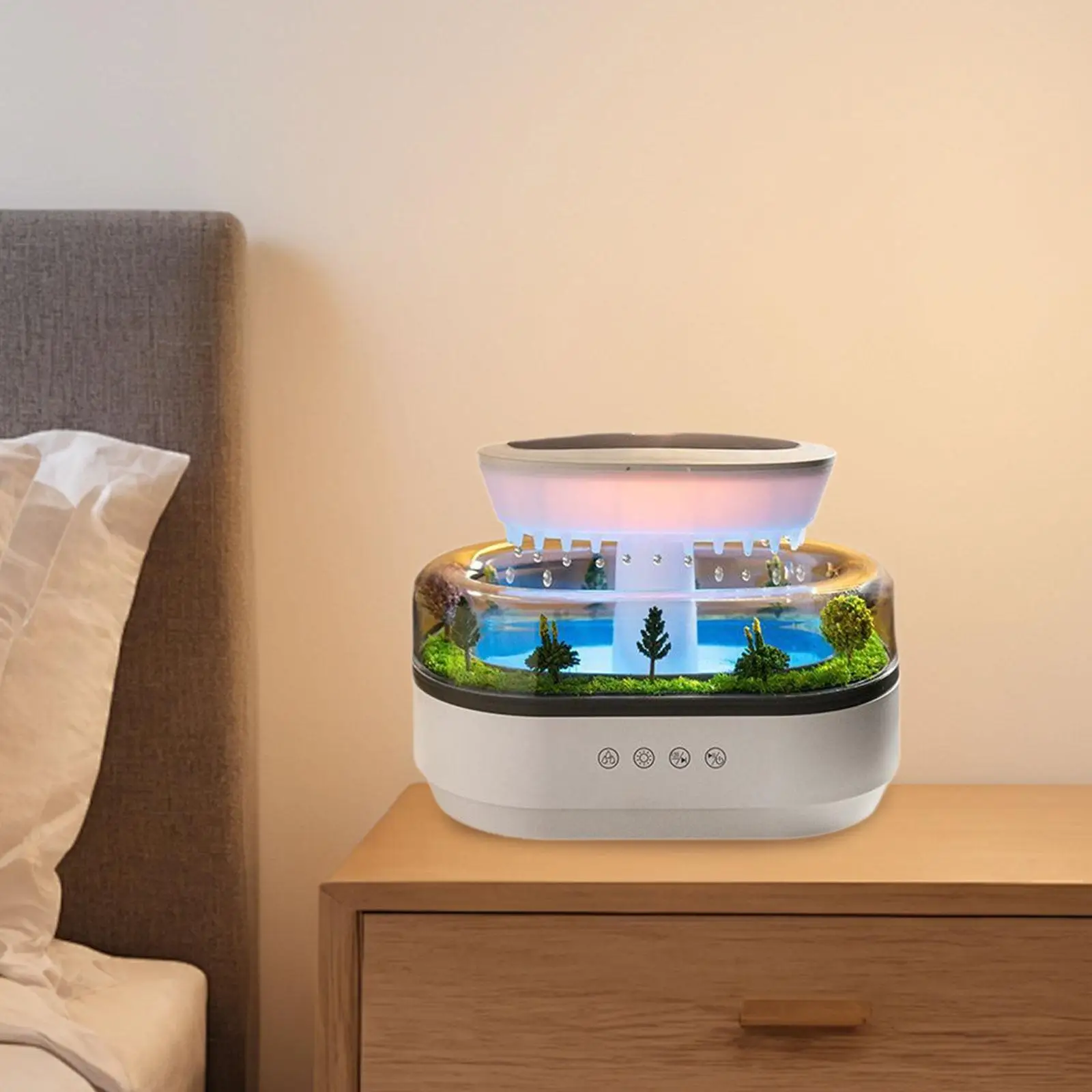 Диффузор с каплями дождя, увлажнитель с вилкой стандарта США, портативный тихий универсальный увлажнитель воздуха для офиса, спальная тумбочка, настольный кабинет