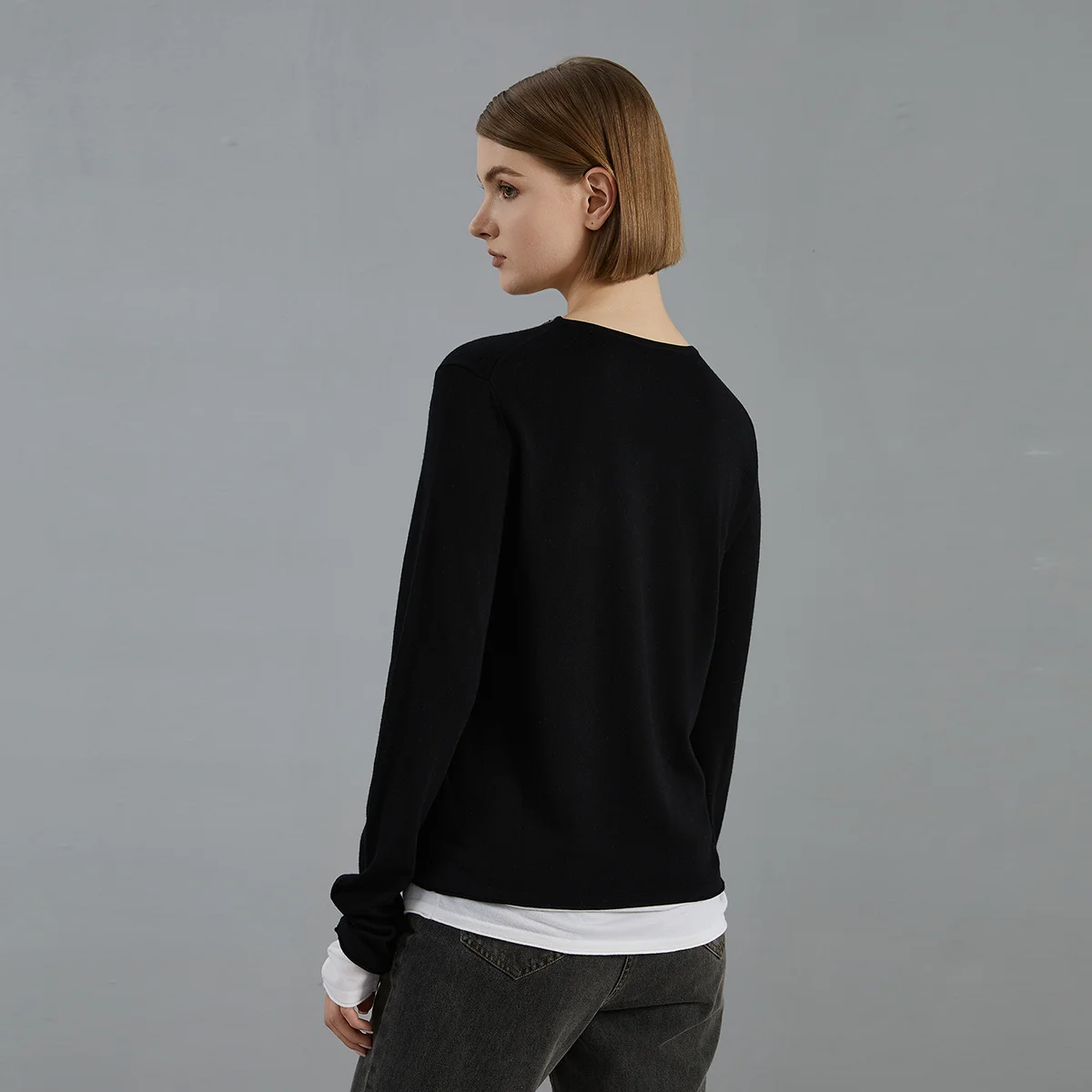 BC776 High Quality Luxury Women\'s Clothing 100% Wool  thin Pullover Fake two pieces Knitted Sweater Winter