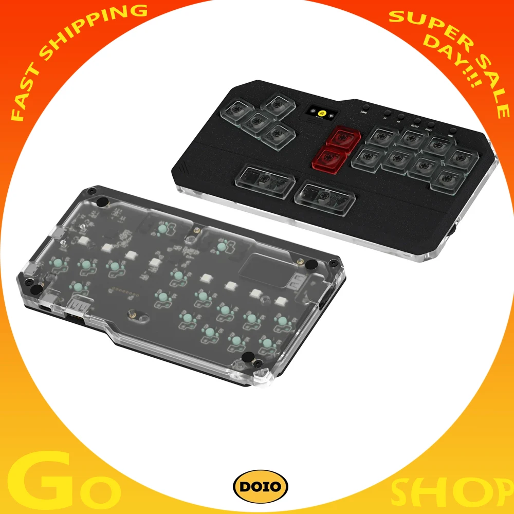 

DOIO HITBOX KBHX-01HE PRO Магнитный переключатель Клавиатура из алюминиевого сплава Новая эргономичная клавиатура из ПБТ Поддержка PS4 5, переключатель для ПК Steam