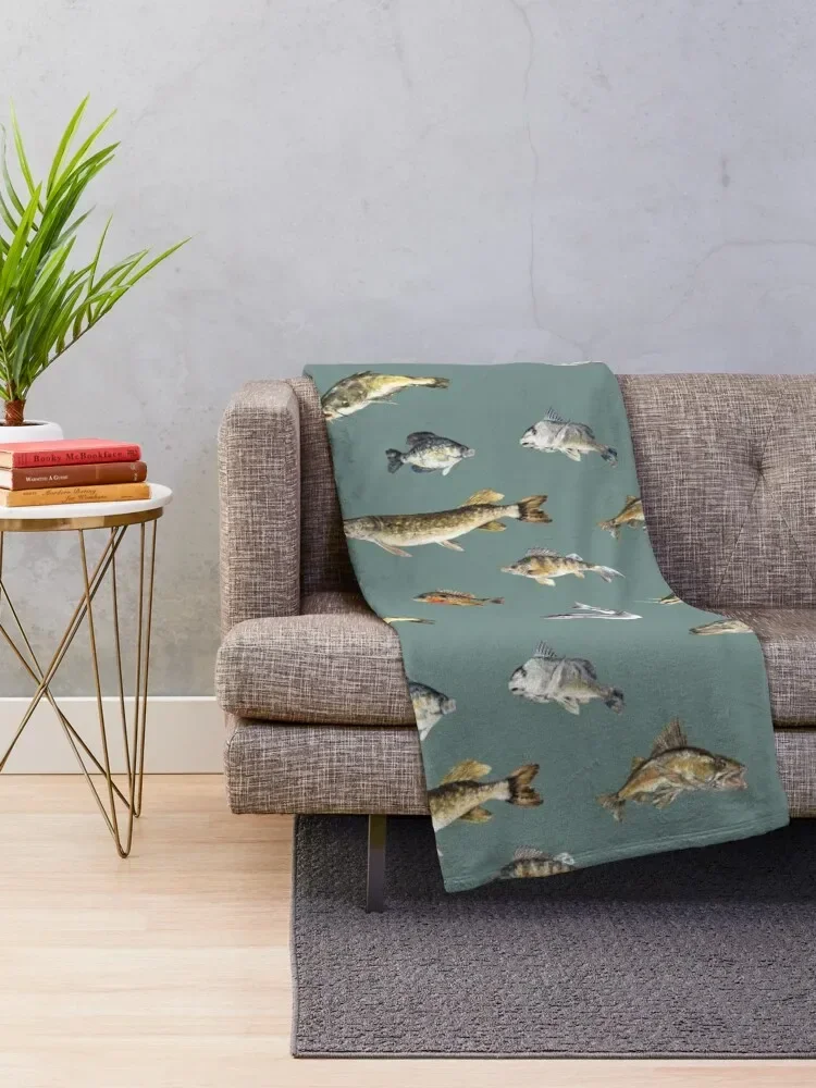 Freshwater Fish Watercolor Illustration Throw Blanket Blankets For Bed Furry Sofa Throw Blankets