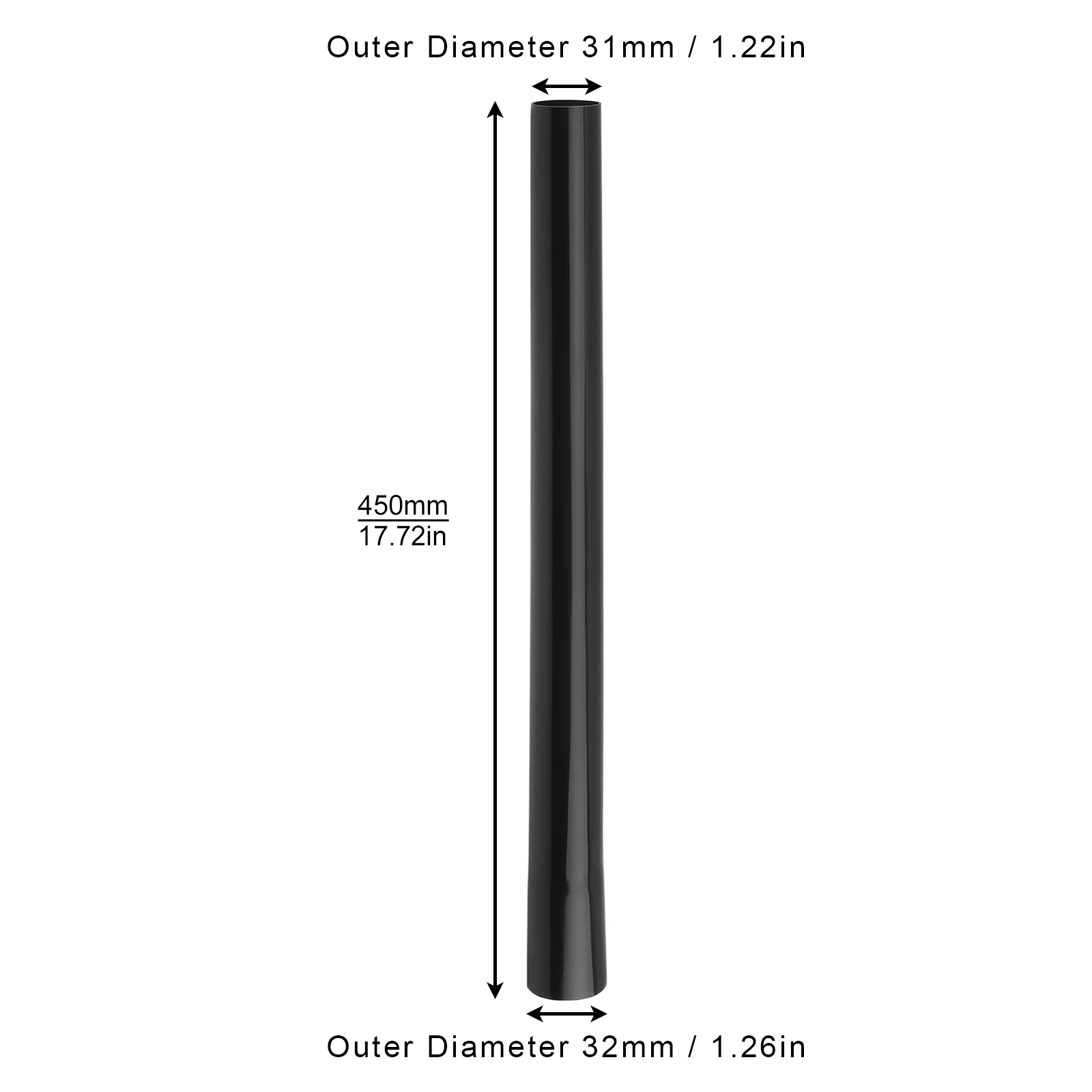 2pcs Inner Diameter of Large End 32mm Small End Outer Diameter 31mm Vacuum Extension Wand,Black Vacuum Hose Plastic Bar Tube