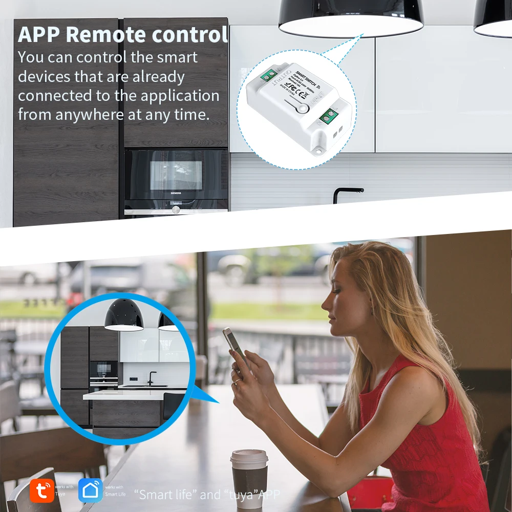 WiFi Tuya Smart Switch Support RF 433MHz Remote Control, On-Off Breaker Switch Work with Smart Life App Alexa Google Home image 3