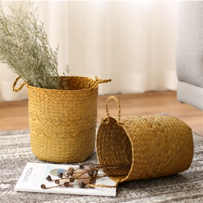 Hmade Rattan Flower Pots, Nordic Modern Design, Convenient Hles, Stylish St for Home Furnishing, Bonsai Display