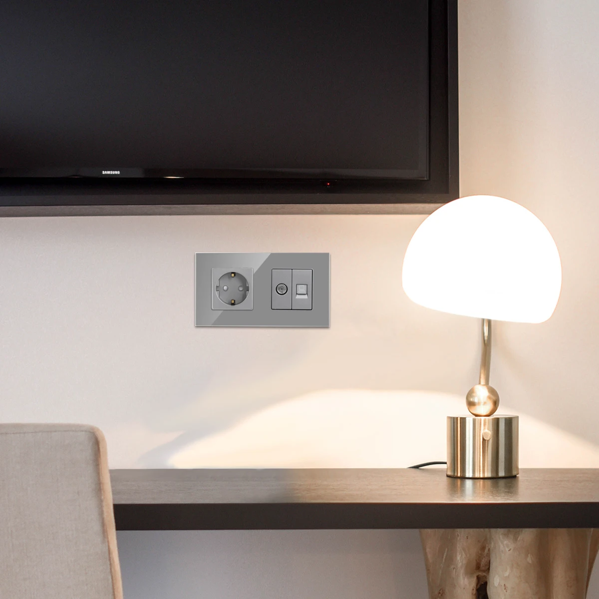 DAJIMEI EU Russland Standard Double Triple Wand Stecker TV Computer Internet RJ45 und Buchse Kristall Glas Panel für Heimwerker