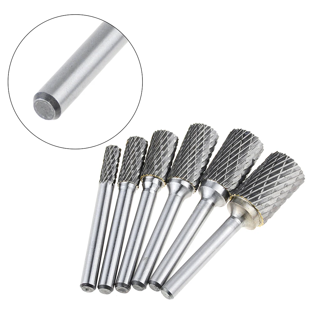 1PC Type A Hard Alloy Rotary File Double Groove Tungsten Steel Grinding Head 6mm Shank Diameter Polishing Carving Hardware Tool