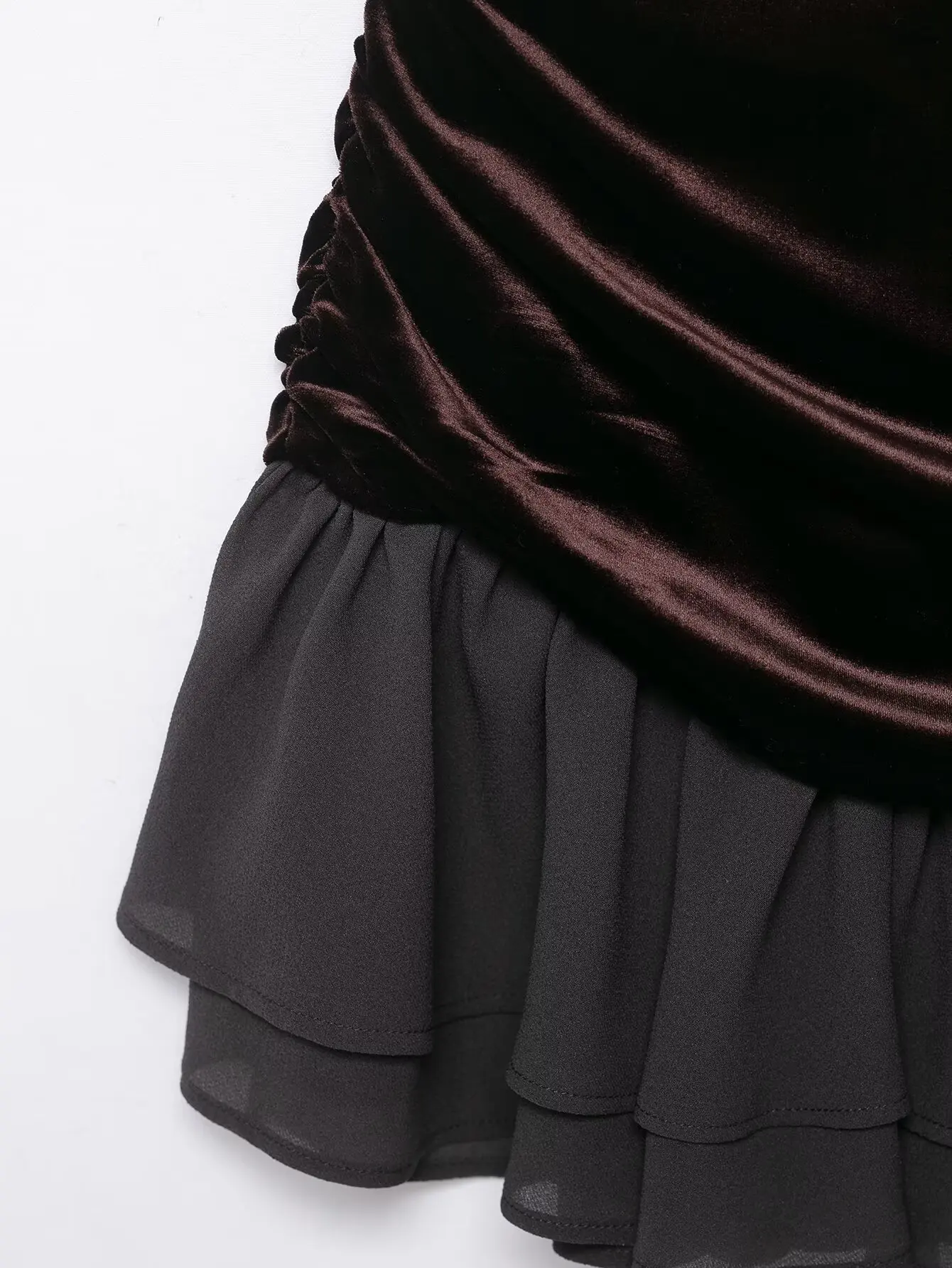 Moda feminina veludo mini vestido emenda em camadas retalhos sem mangas feminino sexy festa zíper fino plissado a linha vestido curto