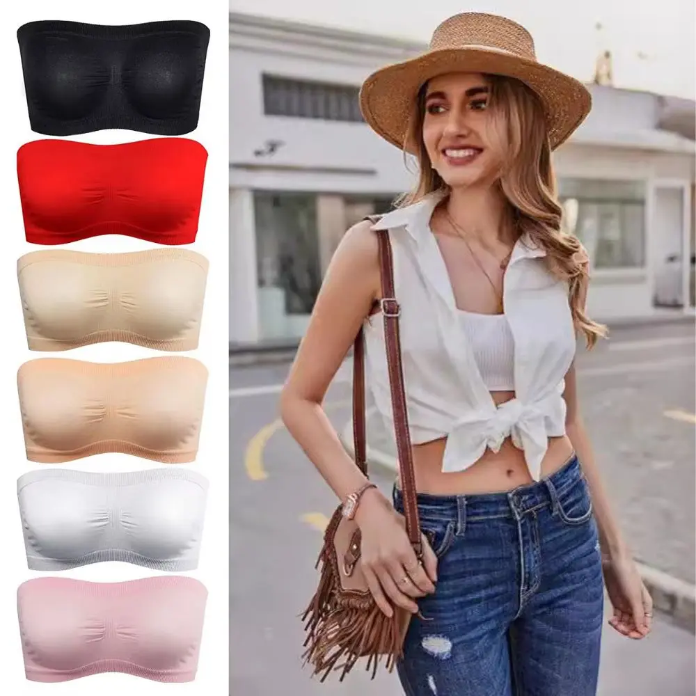 Frauen nahtlose unsichtbare BH atmungsaktive Mesh Tube Top Unterwäsche sexy Dessous träger lose Mesh Crop Top Brust Wrap Push-up-BH heiß