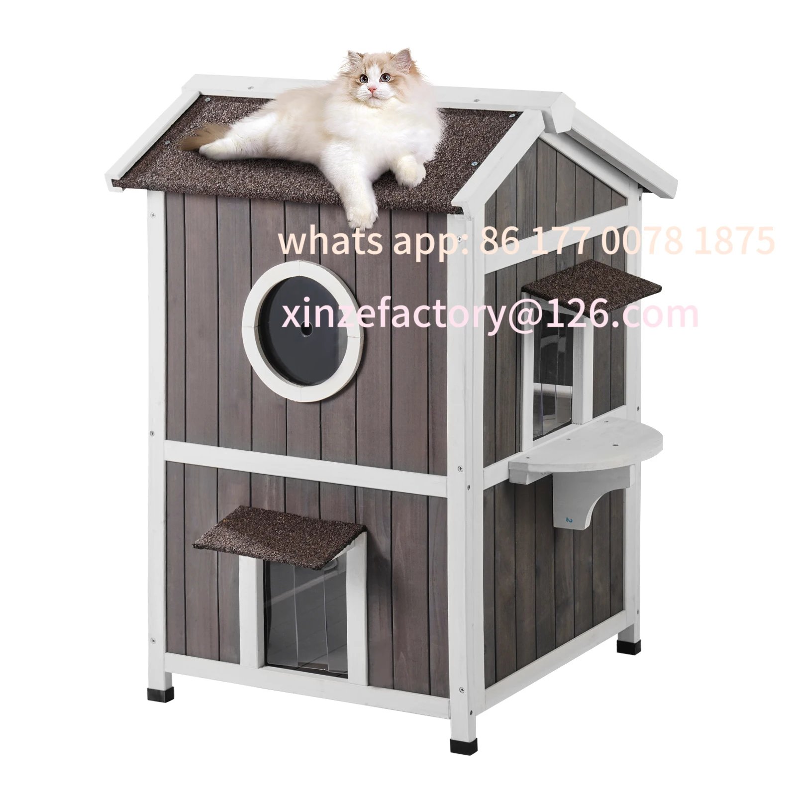 

Customizable Outdoor House Weatherproof Feral Shelter for Multiple Cat Large Outdoor Wooden Cat House with Door