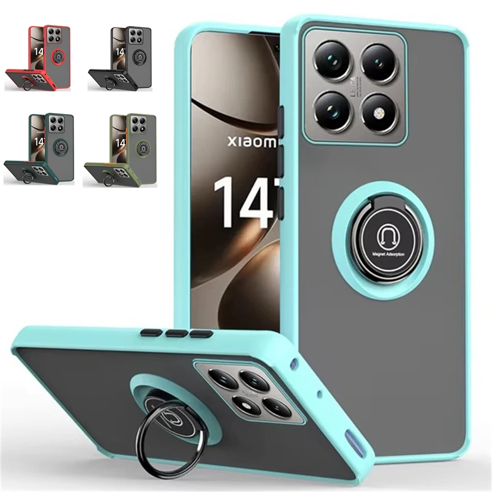 Matte Funda for Xiaomi Mi 14T Pro 5G Case Magnetic Ring Stand Holder Cover for Xiaomi Mi 14T 14 Ultra Armor Case