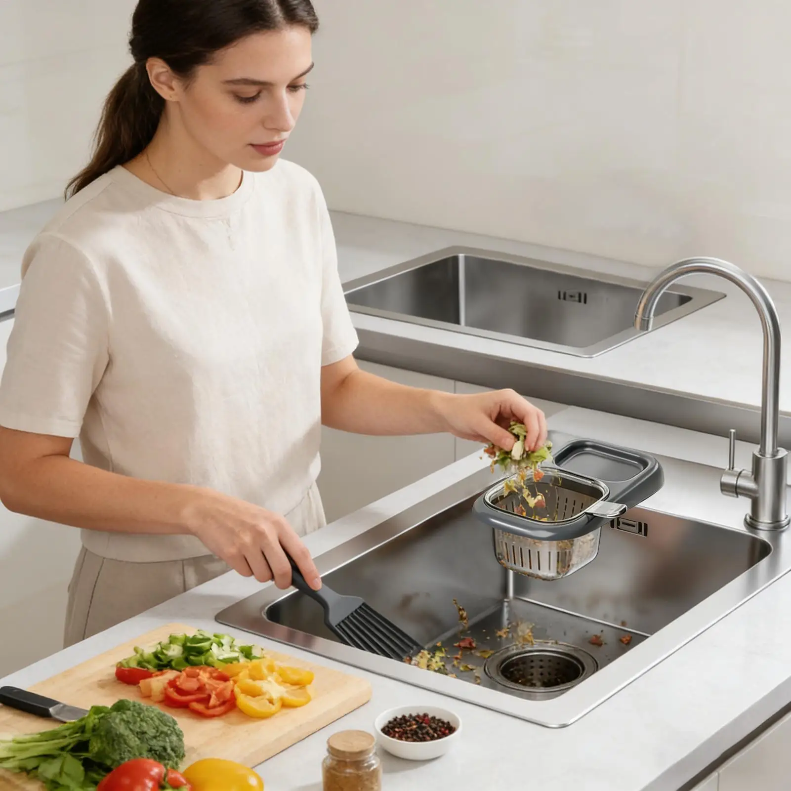 

Уловитель пищевых отходов для кухонной раковины, антипригарный фильтр для мусора, сливной фильтр на присоске для бытовых и фермерских кухонь, для мусора на столешнице