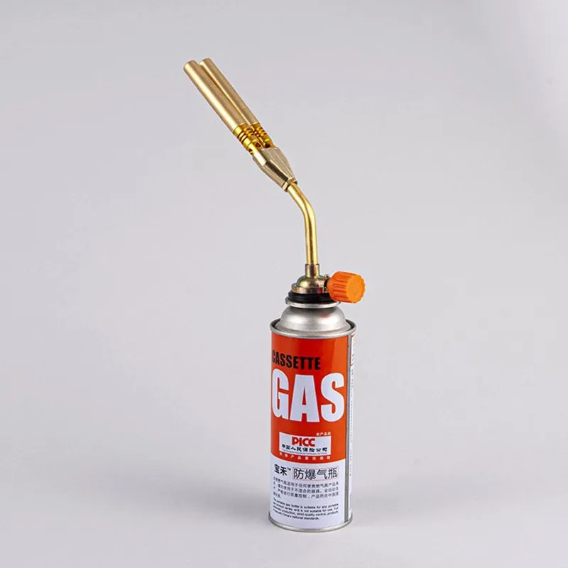Double-barrelled Welding Torch Butane Gas Blow Torch Flame Gun Portable Flamethrower Burner Outdoor Camping BBQ Tool